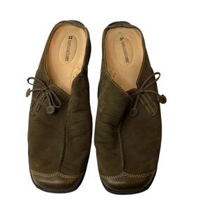 Naturalizer Leather Suede Laced Slip On Shoes Green